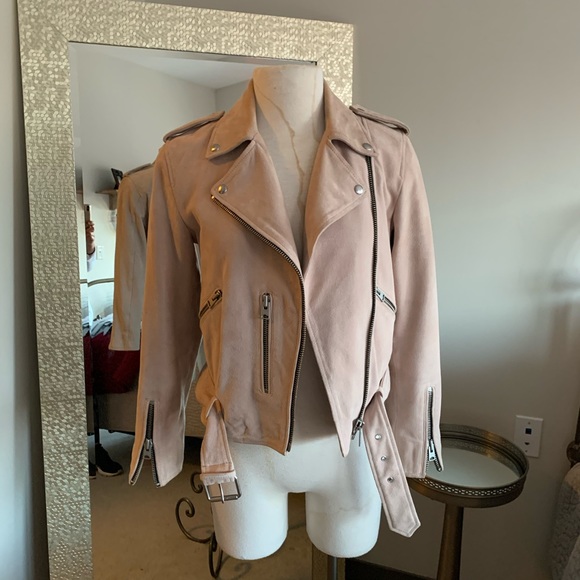 Allsaints Balfern Pink Suede Biker Jacket - Picture 2 of 4